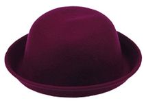 COMVIP Women's Vintage Wool Winter Casual Party Trendy Bowler Derby Hat Burgundy