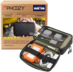 PHOOZY Premium Tech Pouch & Cable Organizer Bag for Travel Accessories | Cold Weather Protection for Your Travel Essentials | Drop-Proof & Weatherproof with Skid Pad for Grip & Durability (BLACK)