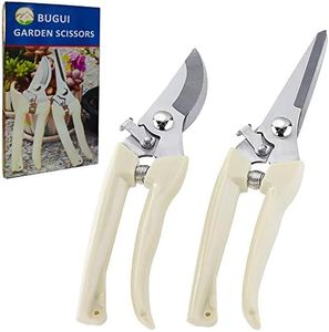 BUGUI Garden Pruning Shears Set - 2 Pack, 1 Bypass Pruner+1 Straight Blade Scissors, Ultra Lightweight Gardening Clippers for Cutting Flowers, Trimming Plants, Bonsai, Fruits Picking.