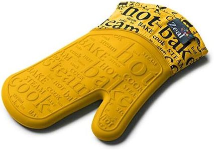 Zeal Silicone Heavy Duty Single Oven Mitt Glove Script-Mustard