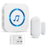 SANJIE Wireless Door Open Alarm Sensor Chime, 600FT Operating Range 55 Ringtones 5 Volume Level with LED Indicator,Door Alarm for Home Store Office Security When Opens,1 UK Plug-in Receiver 1 Sensor