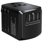 Universal Travel Adapter, International Plug Travel Adapter, Wall Charger Adapter with 2.4A 3X USB, 3A 1x Type-C, Travel Essentials Adapter, Travel Plug for EU UK AUS US Asia