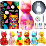 FunzBo Paint Your Own, Cat Night Light Painting Kit, Arts and Crafts for Kids Age 8 7 6 5 4, Cat Lamp Toys Girls Boys Room Decoration for Halloween Christmas Birthday Gifts