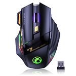 VEGCOO Wireless Gaming Mouse, C8 Rechargeable Silent Click Wireless Mouse with 2.4G USB Receiver, up to 4800 DPI Adjustable, Double Click for PC/Mac Gamer, Laptop and Desktop