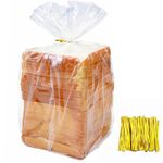 Homrelaxy 120Pcs Reusable Plastic Bread Bags for Homemade Bread and 130 Ties, 18 x 8 x 4 inch Reusable clear Loaf Bags, Adjustable, Perfect for Home Bakers and Bakeries