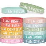 COLOFALLA 12pcs Motivational Silicone Wristbands Inspirational Bracelets with Positive Message Motivational Gifts for Students Pupils Back to School Gifts Prize