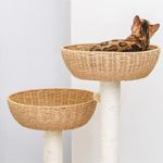 SHENGOCASE 2-Pack Cat Tower Tree Add ons Accessories Replacement Part Basket Bed, Handwoven Wicker Rattan Bowl Bed with Soft Cushion