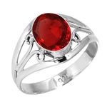 Jeweloporium 925 Silver Ring for Women Size S Red Ruby Simulated Stone Costume Silver Ring New Year Gift Vintage Jewelry