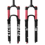 ZTZ【UK STOCK】Mountain Front Fork 26 Inch 27.5 Inch 29 Inch Double Air Chamber Fork Bicycle Shock Absorber Front Fork Air Fork 27.5 inch Red Inner tube