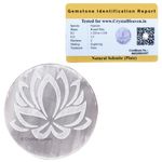 Certified Selenite Crystal Charging Plate, 3 Inch Engraved Lotus Flower of Life Selenite Plate for Crystal Cleansing Re-Energy Work, Meditation and Pooja