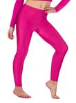 Re Tech UK - Girls' Shiny Stretchy Dance & Gymnastics Leggings – Footless - Elastic Lycra Sportswear for Kids - Great for Gymnastic Outfits - Many Colours to Choose (7-8 Years, Hot Pink)