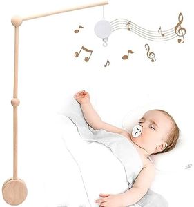 let's make Supporto mobile per culla in legno di faggio da 76,2 cm, con carillon girevole, decorazione per cameretta dei bambini, set antiscivolo sicuro