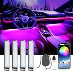 YiLaie Car LED Interior Lights,RGB Atmosphere Light with APP Control and 16 Million Colours, USB Port Music Mode, Colour Memory, Car Accessories, LED ambient lighting kit, DC 5V