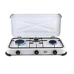 NJ-03 Camping Gas Stove - Portable 3 Burner LPG Gas Hob Cooker with Lid for Outdoor Caravan Garden 4.25kW