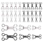 Sewing Hook and Eye Fastenings for Clothes, 60 Pairs Metal Bra Hooks and Eyes Fasteners for Sewing Clothing Coat Trouser Closures