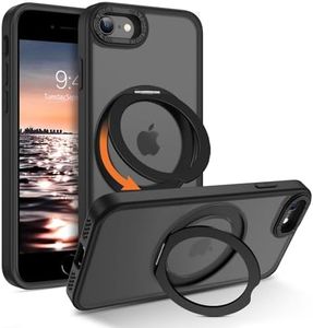 YINLAI for iPhone SE Case (2020/2022), iPhone 7/8 Case, [Compatible with MagSafe] with Magnetic 360° Rotatable Ring Stand Slim Shockproof Protective Phone Cases for iPhone SE 4.7", Black