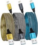 Yavud For iPhone charger cable 3Pack 6FT/1.8M Lightning Cable Nylon Braided MFi Certified USB Long Phone Charging Lead Compatible with iPhone 14 pro max 14 pro 13 12 11 XS X XR 8 7 6 plus