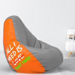 ComfyBean Bag Bag with Beans Filled XXXXL Bean Bag Prefilled with Beans Printed - Official : PrintEssence (Color : All I Need is bohot Paise - Orange Grey)