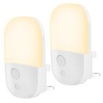 Night Light Plug in Wall, Plug in Night Light Dusk to Dawn Photocell Sensor with 3 Levels of Brightness, 2 Pack Dimmable Night Lights, Kids Night Light 2700K Warm White for Bedroom, Hallway, Nursery