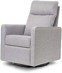 DaVinci Gabby Pillowback Swivel Glider in Polyester, Misty Grey, Greenguard Gold & CertiPUR-US Certified