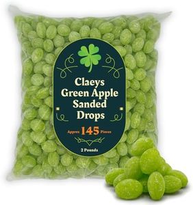 Claeys Green Apple Sanded Drops 2LB Approx 145 Hard Candy Drops - St Patricks Day Green Snacks & Treats, Bulk Candy Green Suckers - Hard Candy St Patricks Day Snacks for Kids & Adults