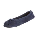 isotoner Women's Terry Ballerina Slipper Clog, Navy, 8-9