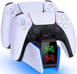 HELLCOOL PS5 Controller Charging Station - PS5 Controller Charger with 2-3 Hours Fast Charging/Cool RGB Light for Playstation 5 Controller - PS5 Charging Dock PS5 Charger for Dualsense/Edge Controller