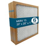 Furnace AC Air Filter MERV 13, 20" x 20" x 1" Pleated Air Filter for HVAC System (Pack of 6)