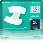 SUNKISS TrustPlus Adult Diapers with Maximum Absorbency, Unisex Disposable Incontinence Briefs with Tabs for Men and Women, Odor Control, XLarge, 15 Count