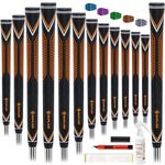 SAPLIZE High-Performance Rubber Golf Grips, High Shock Absorption, Non-Slip, 13 Grips with All Kits, Oversize, Orange, CC10 Golf Club Grips