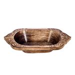 Natural Wooden Tray & Bowls Serving Bowl for Salad, Veggies and Fruits, Large Deep Tray for Family, Party. (Viking Bowl New)