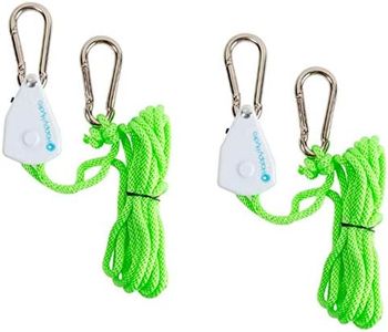 2 Pairs of Ratchet Pulley Hangers - Heavy Duty Rope Clip Hanger | For Greenhouse Garden and Indoor Hydroponic Gardening, LED Grow Lights, Plant Growing Tent | For Hanging Fan, Exhaust System, Lighting