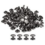 uxcell 100 Sets Leather Rivets, 9mm Double Cap Rivets 8mm Height Metal Studs Rivet for Leather Craft Repair DIY Purse Belts Bags Shoes, Gun-Black