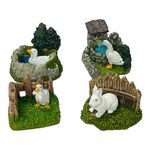 Kriwin Pack of 4 Duck & Rabbit Miniature Toy Animal Figurines for Landscaping/Doll House Accessories/Terrariums/Fairy Gardens/Plant Decoration