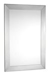 Croydex Parkgate Rectangular Mirror with Brushed Stainless Steel Frame and Hang N Lock Fitting System, 920 x 610 x 19mm, Silver