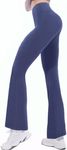 SAFSOU Flattering Women's High Waist Bootcut Yoga Pants - Tummy Control Workout Flare Leggings Perfect for Fitness Enthusiasts (Small) Blue