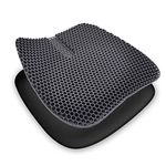 Gel Seat Cushion, Double Thick Enhanced Honeycomb Design Cushion with Non-Slip Breathable Cover for Pressure Relief & Tailbone Pain, fits Computer, Office, Car & Wheelchair Chair (18 x 17 x 1.2 in)