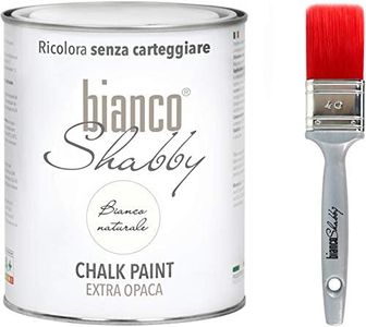 CHALK PAINT Blanc naturel & PINCEAU – Peinture Shabby Chic Vintage EXTRA OPACA (1 litre) + Pinceau professionnel (40 mm)