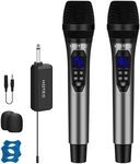HOTEC Wireless Singing Microphones for Karaoke, Dual UHF Handheld Dynamic Mic System with Echo/Vol Control and Rechargeable Receiver, Ideal for Church, Wedding, Party, Speech, PA, Mixer