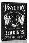 Psychic Reading Tarot Cards Crystal Balls Metal Tin Sign Halloween Wall Art Garden Bar Home Farmhouse Wall Decor Vintage Poster 8x12 Incheses