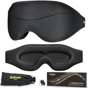 BeHoomi Sleep Mask, Premium Eye Mask for Sleeping, Total Blackout, Superior Soft Comfort, Upgraded 3D Ergonomic Designed Sleeping Mask for Home, Office, Travel, Meditation, Yoga, Black