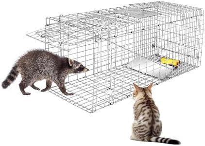 HomGarden Humane Live Animal Cage Trap 32inch Steel Catch Release Rodent Cage for Rabbits, Groundhog, Stray Cat, Squirrel, Raccoon, Mole, Gopher, Chicken, Opossum, Skunk, Chipmunk