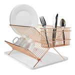 Rose Gold Folding Wire Drainer | Stainless Steel Drying Rack | Folding Dish Drainer | Cutlery Organiser | Plate Dryer | Cutlery Holder | M&W