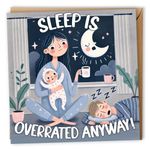 Sleep is overrated! Funny Pregnancy Card, New Baby News, Congratulations, Baby boy, Newborn Girl, Baby Shower, Gender card, New Parents, Gender Reveal, Pregnancy Announcement