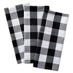 DII Cotton Buffalo Check Plaid Dish Towels, 20x30" Set of 3, Monogrammable Oversized Kitchen Towels for Drying, Cleaning Cooking, Baking-Black