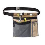 Cyleibe Tool Belt Pouch, 12OZ Multifunctional Canvas Waist Apron Tool pocket bags with Adjustable Belt Clip for Workshop Storage/Wood Working Tools/Screwdriver Pouch/Garden - Contrast Color Beige Grey