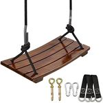 PELLOR Wooden Swing Seat, Carbonized Beech Wood Swing Set Tree Swings for Kids Children Adults Indoor & Outdoor Garden Play, Max Load 440lbs (Brown)