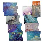 RFID Blocking Sleeves (10 RFID Blocking Sleeves, 5 Unique Designs) Identity Theft Protection Travel Case Set (American Element) (Side Load), Marble Style, Minimalist