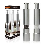 [2 Pieces] Premium Stainless Steel Salt Grinder and Pepper Mill Set for Pepper Sea Salt Himalayan Salt and Spices with Thumb Button for One Hand Operation