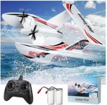 AIGIMU RC Plane for Water Land & Air, 3CH RC Airplane Remote Control Boat Amphibious Tri-Phibian Aircraft W/ 2 Batteries, 2.4GHz Seaplane Glider RC Floatplane for Boy Girl Adult